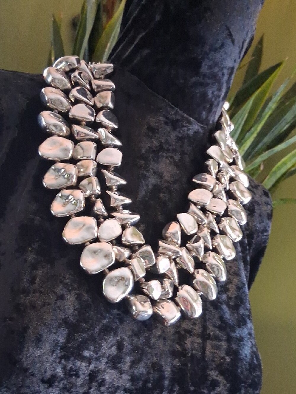 Chunky Royal Silver Multi-Strand Statement Necklace - Picture 2 of 10